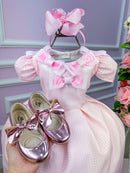 Vestido Miss Sweet Rosa Bebe Lacinhos