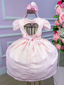 Vestido Miss Sweet Rosa Bebe Lacinhos