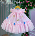 Vestido Vila Lele Jardim das Borboletas Baby Liz Rosa Bebe