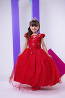 Vestido Vila Lele Longo Jardim Encantado Borboletas Vermelho
