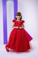 Vestido Vila Lele Longo Jardim Encantado Borboletas Vermelho
