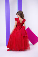 Vestido Vila Lele Longo Jardim Encantado Borboletas Vermelho