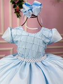 Vestido Ysa Kids Azul Bebe Peito Perolas