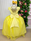Vestido Vila Lele Longo Jardim Encantado Borboletas Amarelo