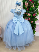 Vestido Vila Lele Longo Jardim Encantado Borboletas Azul Bebe