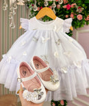 Vestido Vila Lele Jardim das Borboletas Baby Liz Branco