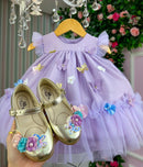 Vestido Vila Lele Jardim das Borboletas Baby Liz Lilas