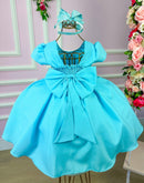Vestido Ysa Kids Azul Tiffany Peito Perolas