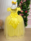 Vestido Enjoy Longo Laura Amarelo Rendado
