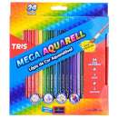 Lápis De Cor Aquarelável - 24 Cores - C/ Pincel e Apontador - Tris