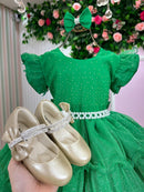Vestido Ysa Kids Belinda Verde Bandeira