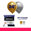 Balão Cromado 24" Diversa Cores  – 3 Unid – Art Latex
