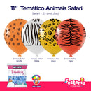 Balão Bexiga Temático 11" Animais Safari  – 25 Unidades – Art Latex