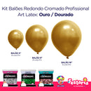 Kit 3 Pacotes Balões Bexigas Redondo Cromado Profissional – 5" , 9" e 16" – Art Latex