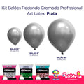 Kit 3 Pacotes Balões Bexigas Redondo Cromado Profissional – 5" , 9" e 16" – Art Latex