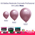 Kit 3 Pacotes Balões Bexigas Redondo Cromado Profissional – 5" , 9" e 16" – Art Latex