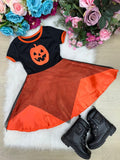 Fantasia Halloween Menina Bruxinha Abóbora Laranja