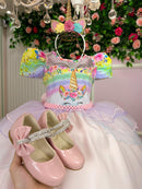 Vestido Mimadine Tematico Unicornio Safira Rosa Bebe