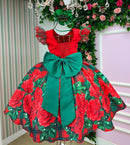 Vestido Marie Eduarda Floral Vermelho - Natal