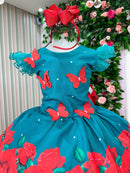 Vestido Marie Lola Verde Florido Natal