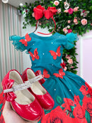 Vestido Marie Lola Verde Florido Natal