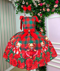 Vestido Marie Madeline Ursinho Xadrez Vermelho - Natal