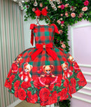 Vestido Marie Madeline Ursinho Xadrez Vermelho - Natal