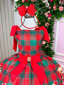 Vestido Marie Madeline Ursinho Xadrez Vermelho - Natal