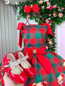 Vestido Marie Madeline Ursinho Xadrez Vermelho - Natal
