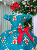 Vestido Marie Milena Ursinhos Verde - Natal
