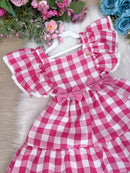 Vestido Banana Club Aline Xadrez Rosa
