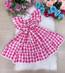 Vestido Banana Club Aline Xadrez Rosa