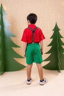 Conjunto Miss Cherry Henry Camisa Vermelha Suspensorio Verde