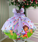 Vestido Tematicos Ysa Kids Dora Aventureira Lilas