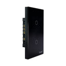 Interruptor Inteligente Touch 2.5D Wifi+BLE 2 Botoes 4x2 Preto - EKAZA