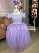 Vestido Enjoy Longo Laura Lilas Rendado