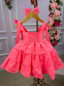 Vestido Blogueirinha Rosa Neon Cerejinha