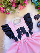Romper/Vestido Princesa Belli Mundo Bita Rosa e Preto
