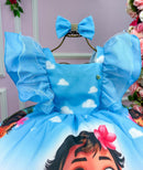 Vestido Infantil Temáticos Kids Moana Baby Azul