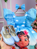 Vestido Infantil Temáticos Kids Moana Baby Azul