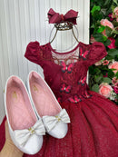 Vestido Vila Lele Longo Jardim Encantado Borboletas Marsala