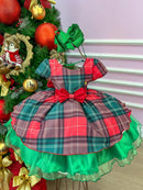 Vestido Banana Club Xadrez Vermelho e Verde Natal