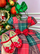 Vestido Banana Club Xadrez Vermelho e Verde Natal