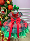 Vestido Banana Club Xadrez Vermelho e Verde Natal