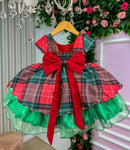 Vestido Banana Club Xadrez Vermelho e Verde Natal