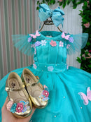 Vestido Marie Jardim Encantado Isis Luxinho Verde Tiffany