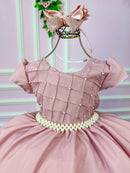Vestido Ysa Kids Rose Peito Perolas
