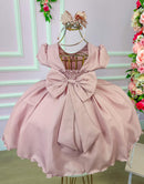 Vestido Ysa Kids Rose Peito Perolas