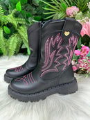 Bota Nilqi Texana Isabella Preto e Pink