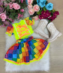Conjunto Junino Banana Club Luxo Manu Verde Neon
